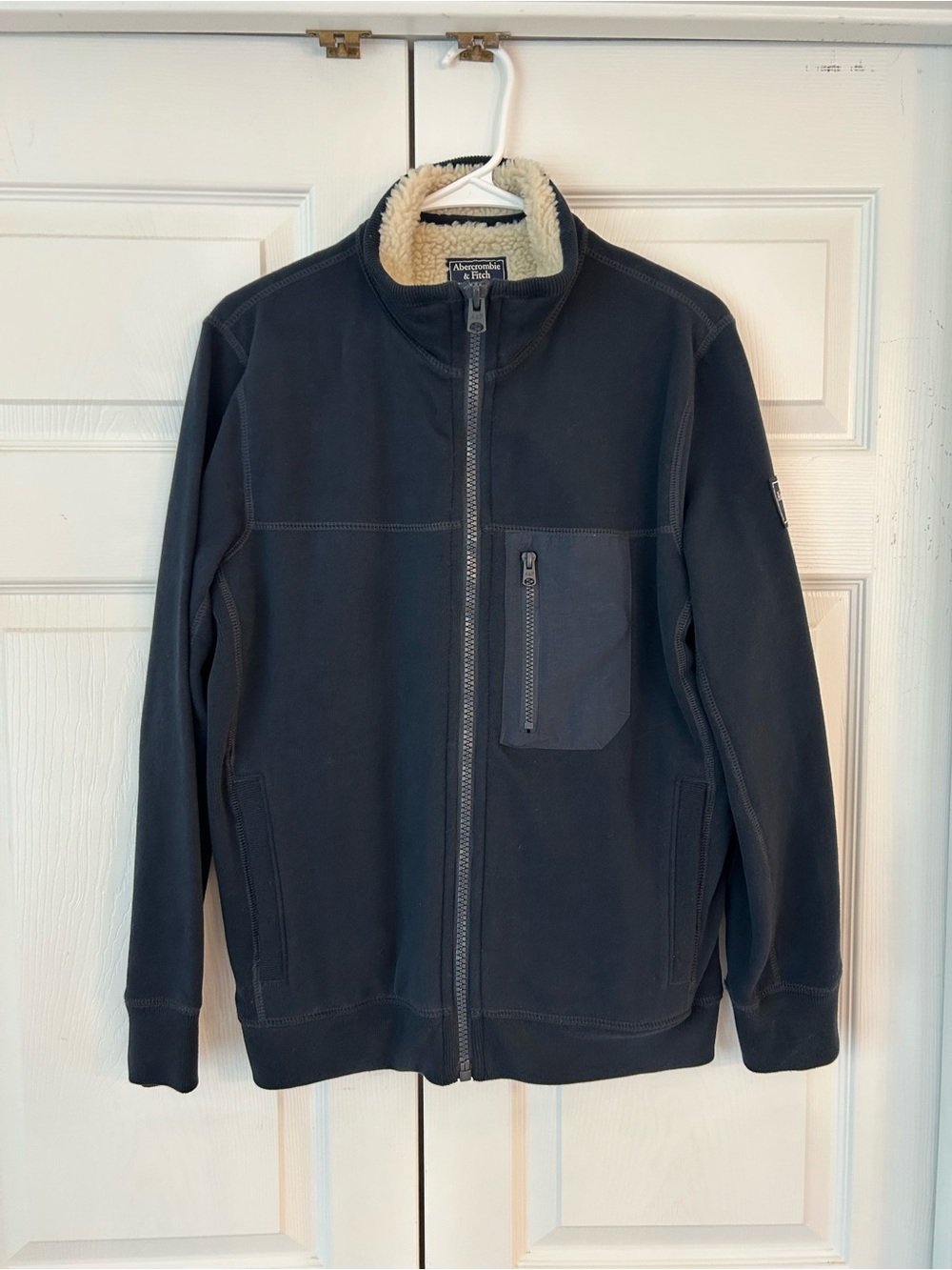 Abercrombie & Fitch Women’s Black Faux Fur Full Zip Windbreaker Jacket Size XS